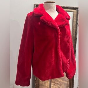 Women's Red Faux Fur Jacket 🍒